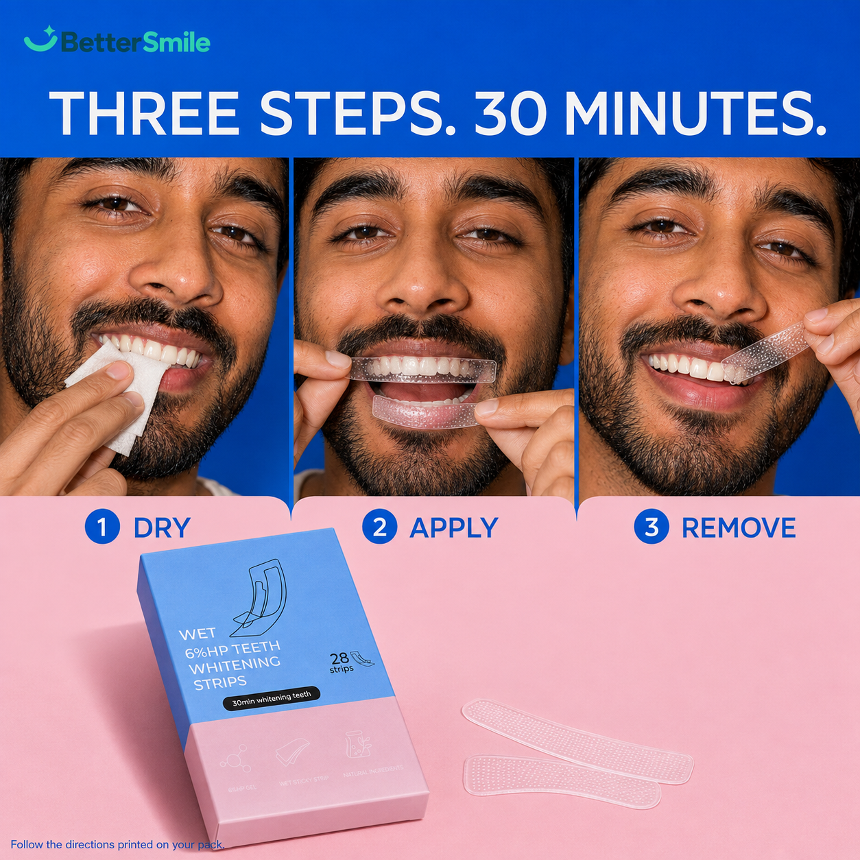How to use 6% HP Whitening Strips